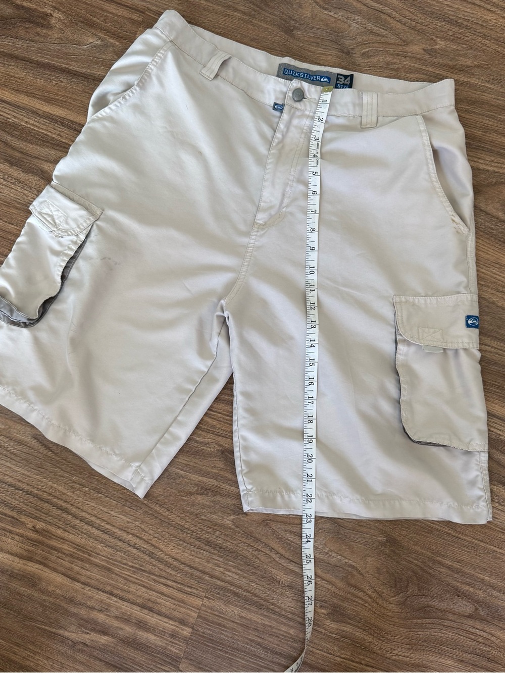 Y2K Vintage Size 34 Quiksilver Men's Khaki Cargo Shorts